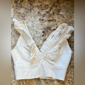 Super down Elegant White Ruffled crop Top